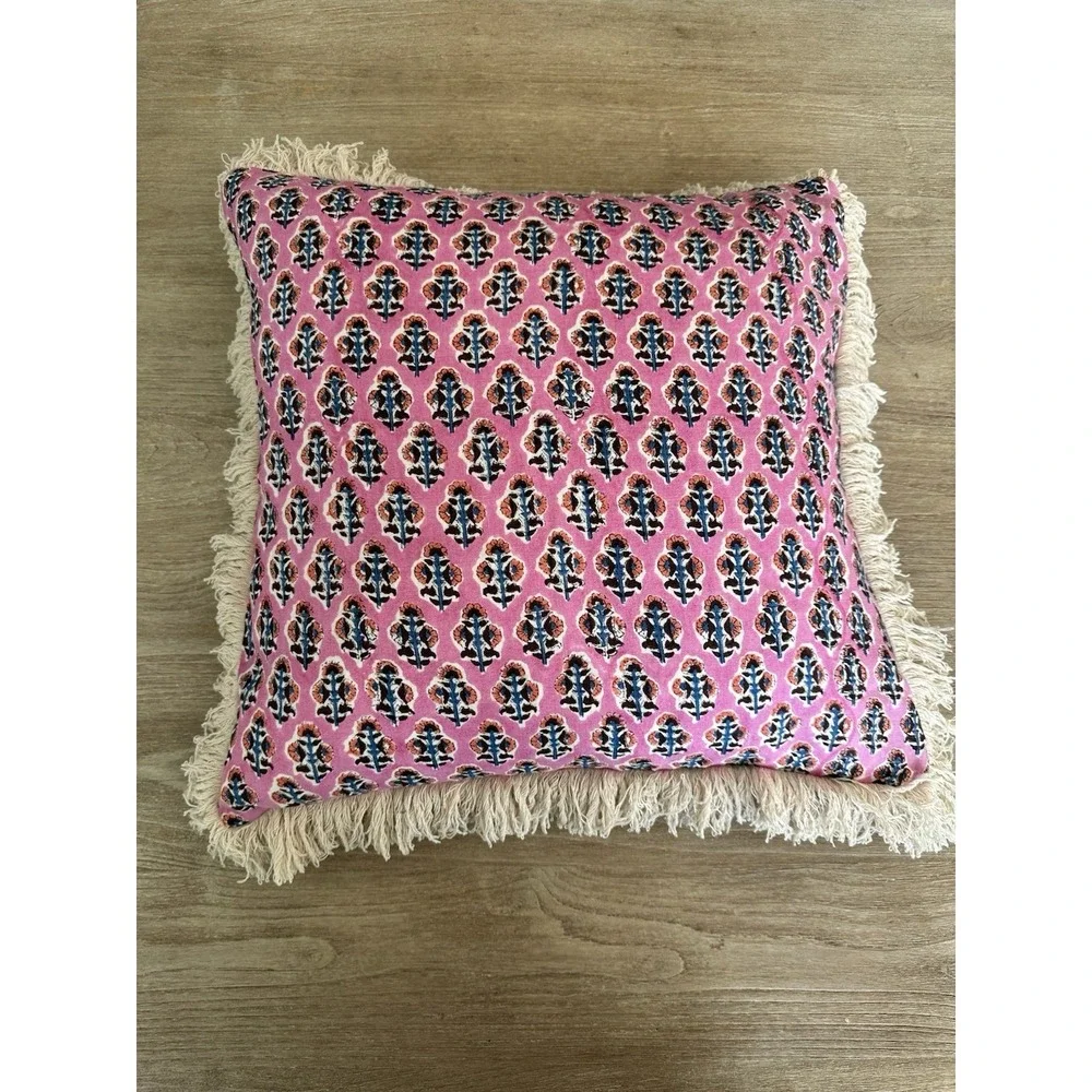Emerson Fry Block Print Linen Pillow Cover Pink $78 with Pottery Barn Insert